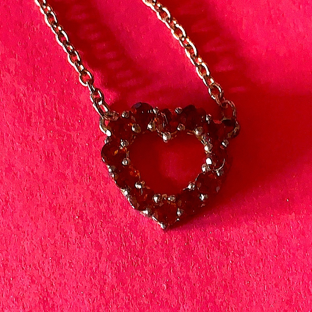 Garnet Necklace Authentic Heart Shaped 18” .925 Silver Italy January Birthstone